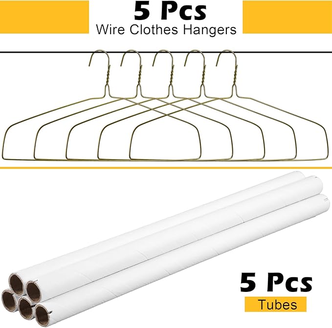 5 Sets Dry Cleaner Hangers 18" Drapery Hanger and Tubes Tablecloth Hangers Blanket Hanger Drapery with Strong 10.5 Gauge Wire for Heavy Items
