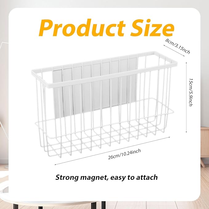 Magnetic Dryer Ball Holder, Dryer Balls Storage Wire Basket Container Rack Magnetic Lint Bin and Dryer Ball Holder for Laundry Room Organization and Storage (Balls Not Included)