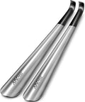 NINEMAX Shoe Horn Long Handle for Seniors Men Women, Metal Long Shoehorn Boot Horn, Stainless Steel Shoe Spoon Helper 16.5''(Pack of 2)
