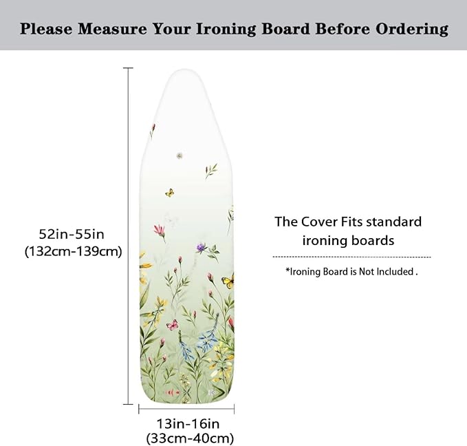 Simple Floral Ironing Board Cover Scorch and Stain Resistant Pressing Cloth for Ironing Waterproof Soft Iron Board Cover with Thick Padding