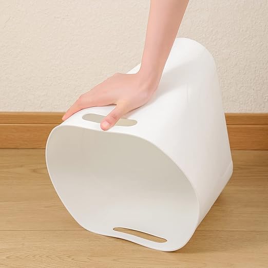 rejomiik Small Trash Can, 3.5 Gallon Slim Garbage Can Plastic Waste Basket with Handles Container Bin for Narrow Spaces Bathroom, Bedroom, Kitchen, Office at Home, White