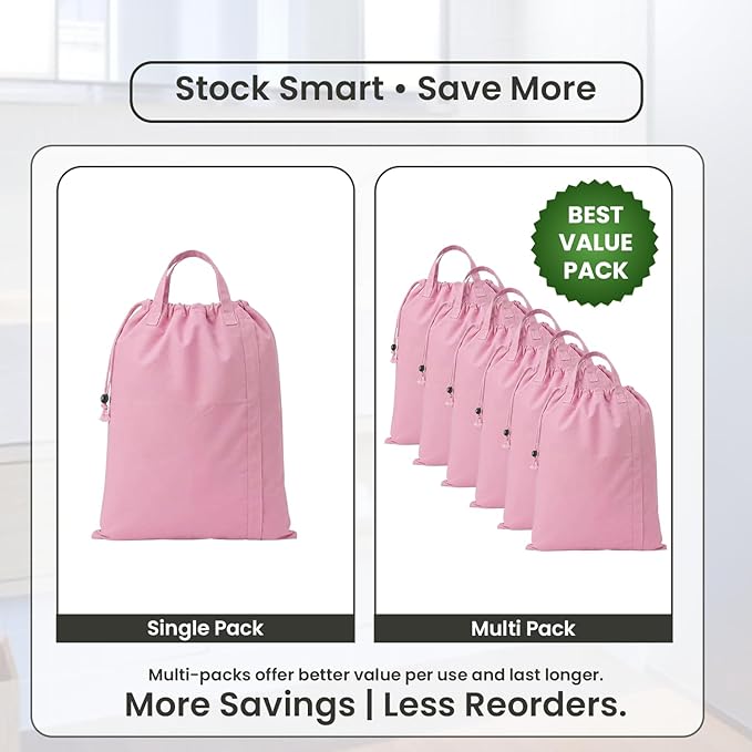 LFH Home Large Premium 1pack Cotton Canvas Laundry Bag with Drawstring and Handles Heavy Duty, Multi-Use, Washable for Home, Travel, College or Storage 28x36-Pink