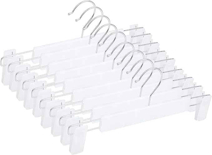 Pants Hangers with Clips Skirt Hangers for Women Plastic Clip Hanger for Pants Clothes (30pack, White)