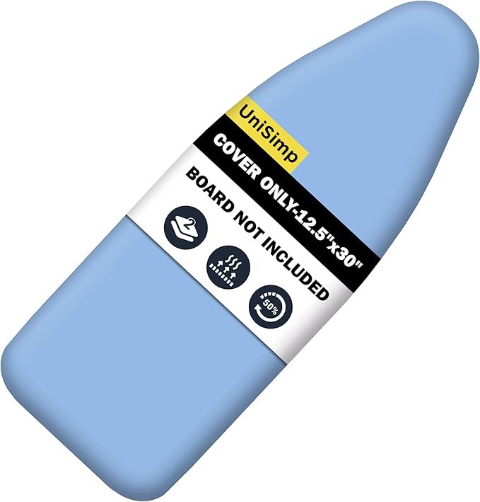 Small Ironing Board Cover and Pad 12.5"x30" Small Iron Board Cover with Padding, Tabletop Mini Ironing Board Cover and Pad Small Size, Cotton Canvas, Heat Resistant, Drawstring Closure Blue
