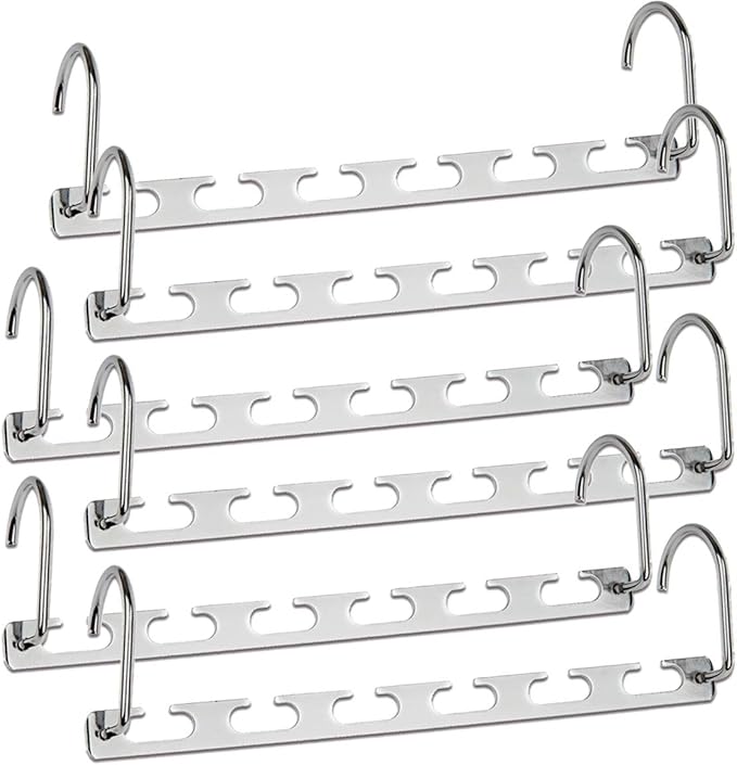 CBTONE 6 Pack Closet Space Saving Hangers, Multi-Purpose Metal Magic Cascading Hangers With Updated Hook Design for Organizing Wardrobe Clothing