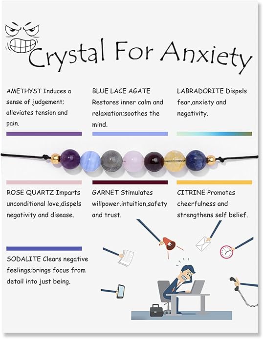 Caiyao Chakra Crystal Tiger Eye Bead Bracelet with Wish Card for Women Adjustable Spiritual Stone Braide String Bracelet Yoga Meditation Jewelry Gift