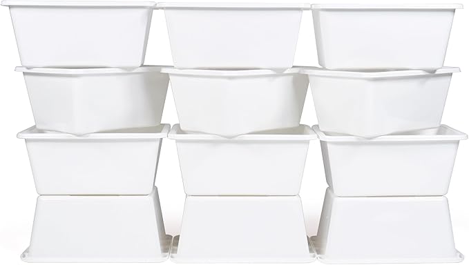 Humble Crew Toy Storage Bins for Kids, Set of 12, White, Small - Sturdy, Colorful Plastic Storage Bins for Classroom, Playroom, Nursery, and More - Premium Toddlers Toy Organizer Bins