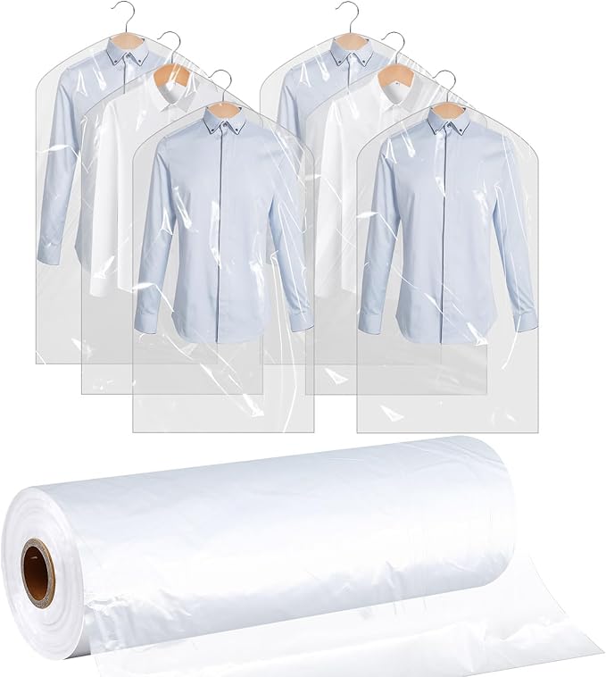 450 Count Dry Cleaner Bags Plastic Clear 21''x40'' Plastic Dust Cover Storage Dry Cleaning Bags for Clothes Hanging Clothes Suits Wedding Dresses Gowns Coats Uniforms
