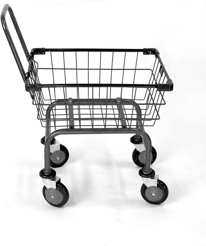U Handle Grocery CART 1.5 Bushel (Gunpowder Metal) Red, Blue Trim (Black)