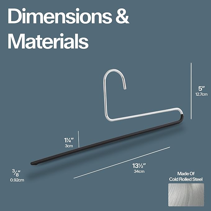 Mawa by Reston Lloyd Non-Slip Space Saving Clothes Hanger with Single Rod for Pants, Style KH35U, Silver, Set of 160