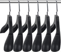 DEDU Suit Hangers for Men 6 Pack, Black Coat Hangers No Shoulder Bump Non Slip Width 17.7", Plastic with Metal Hook