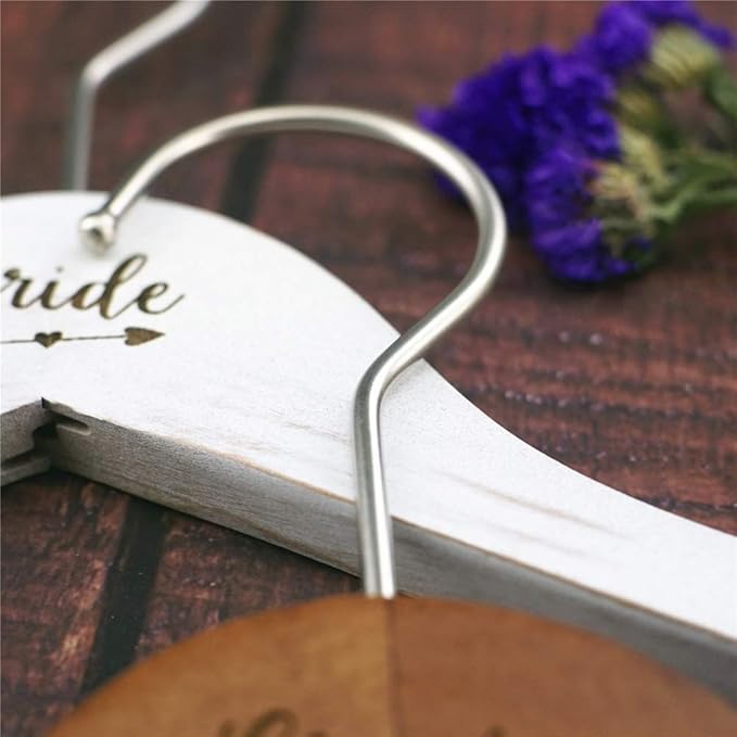 Pair of Wedding Hangers for Bride and Groom, Bridal Wedding Gift, Wood Dress Hangers