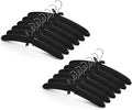 Jetec 12 Pieces Satin Padded Hangers for Women Clothing 15 Inch Satin Hangers 360° Swiveling Hook Sponge Shoulder Padded Hanger for Sweaters, Coat, Blouse, Wedding Dress, Women Cloths (Black)