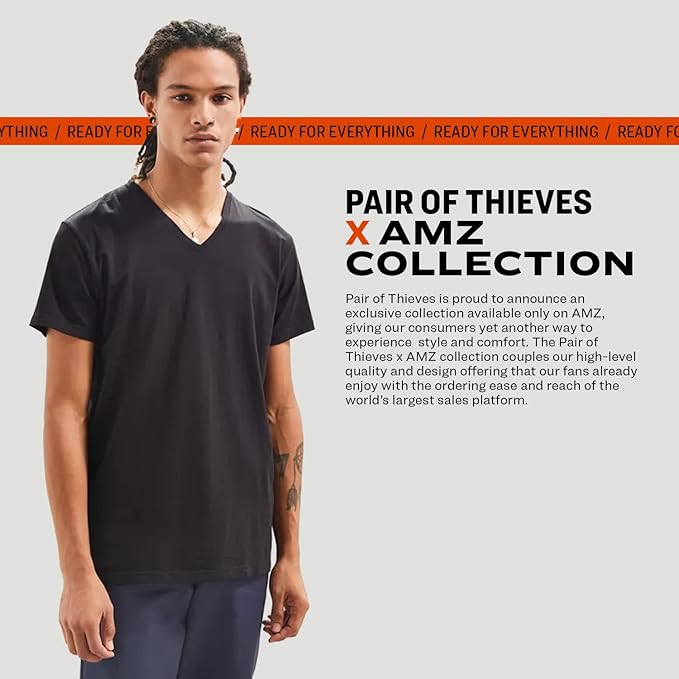 Pair of Thieves Men Super Soft V Neck | T-Shirt for Men | Breathable, Tagless Performance Cotton Blend | All-Day Wear