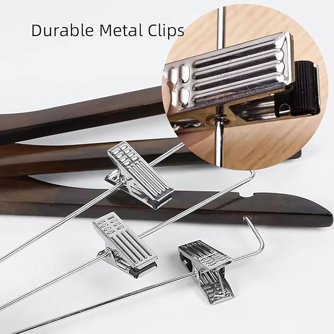 10 Pack Wooden Hangers with Clips High-Grade Wooden Suit Hangers Skirt Hangers with Clips S Wood Hanger with Durable Metal Clips for Blouse, Dress, Coat, Jacket (Vintage)