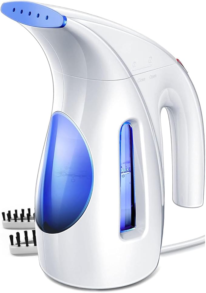 HiLIFE Steamer for Clothes, Portable Handheld Clothing Steamer, 240ml Big Capacity, 700W, Strong Power, Fabric Quick Wrinkle Remover with Brush for Home, Office, Travel (ONLY 120V) -Blue