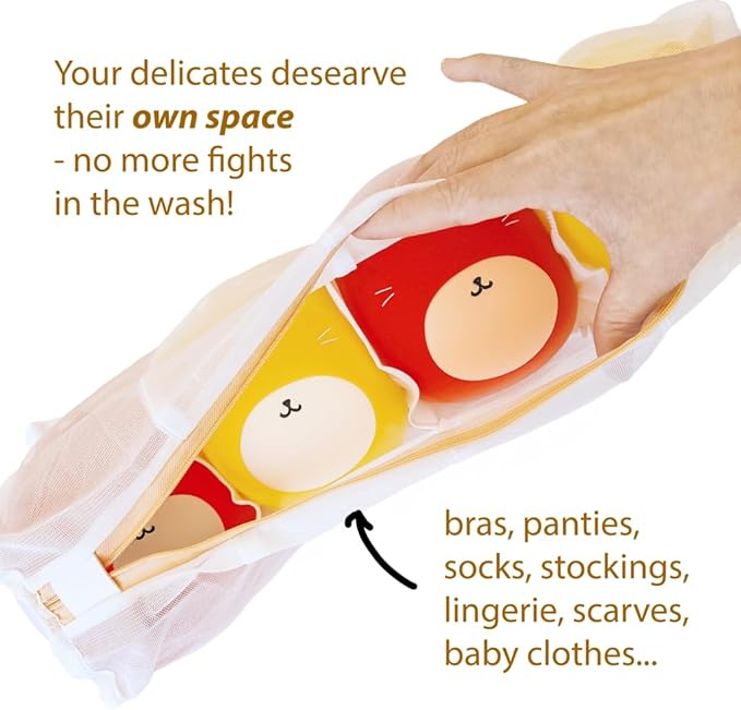 EASY WASH - Large 3D Mesh Laundry Bag Set – Perfect for Bras, Sweaters, Stockings & Delicates, Ideal for Travel, Storage & Laundry. Includes Bonus Organizer Pouch, Durable Mesh, Colorful zippers.