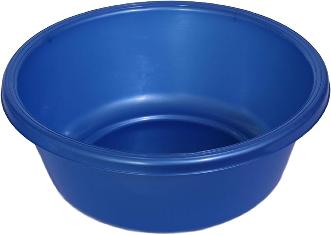 YBM HOME Round Plastic Wash Basin (Dark Blue, 13")