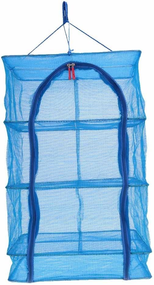 Docooler 4 Layers Meat Drying Net Drying Rack Net Folding Vegetable Fish Dishes Mesh Hanging Drying Net with Zipper Blue 40 40 65cm