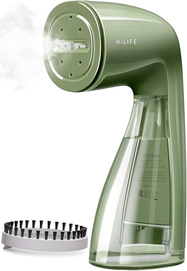 HiLIFE Steamer for Clothes, 1100W Clothes Steamer, Fast Wrinkle Removal with Large 300ml Tank, Ideal for All Fabrics, Easy to Use, Compact and Portable Travel Garment Steamer