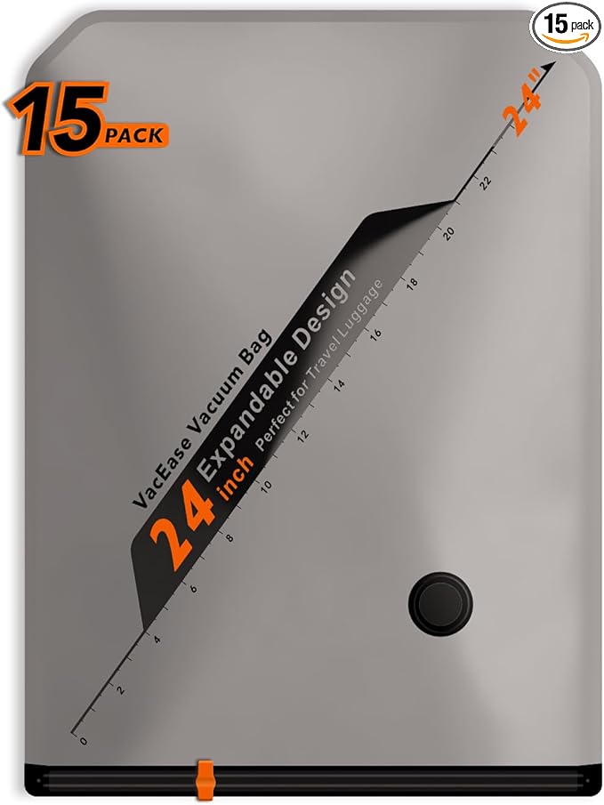 15 Pack 24" Vacuum Bags for Storage - No Pump, Compact & Airtight