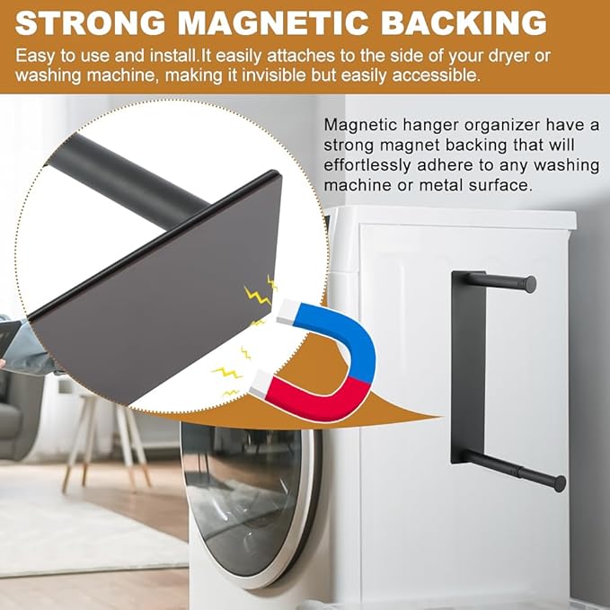 Hanger Organizer Stacker, Magnetic Hanger Storage Holder, Hanger Stacker for Closet Laundry Room, Closet No Punch Space Saving Magnetic Hanger Storage Organizer