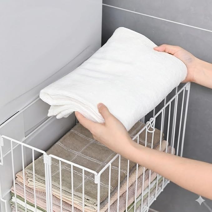 Magnetic Laundry Basket for Washer & Dryer Side - Extra Large 16.7" Foldable Wire Hamper & Lint Bin Container - Space Saving Metal Organizer Caddy for Detergent, Dryer Balls