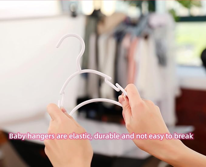 100 Pack White Baby Nursery Closet Hangers, Non-Slip Laundry Infant Pant Hanger for Newborn Clothes Gift, Ultra-Thin Plastic Hanger for Girl Boy Toddler Kid