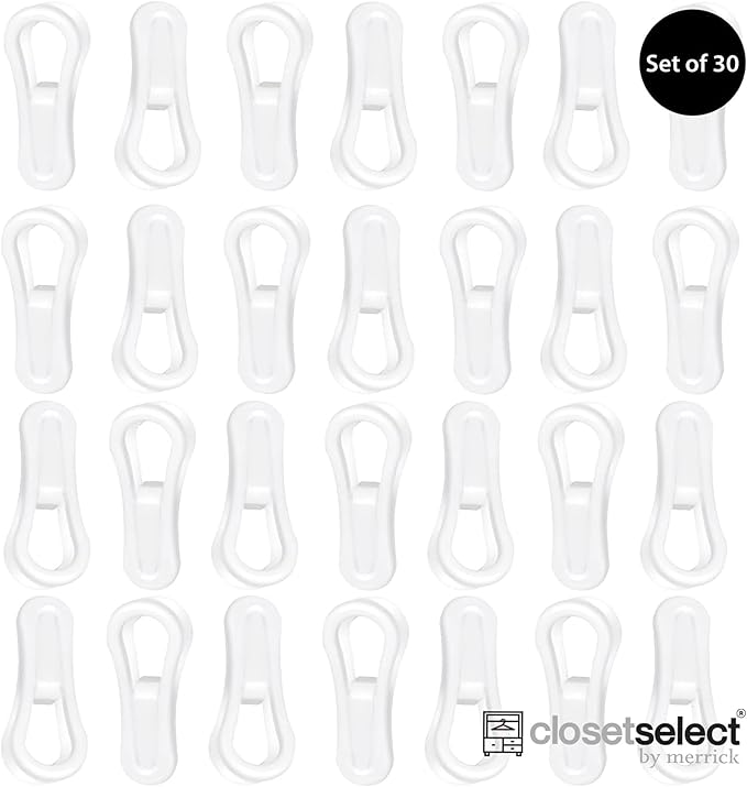 Hanger Clips 30 Pack – White Multi-Purpose Hanger Clips for Hanging Clothes, Skirts & Pants, Laundry & Sweater Clips for Adult & Baby Hangers, Plastic Clips for Hangers, Made in USA