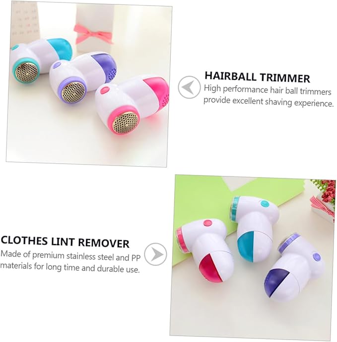 3Pcs Electric Lint Remover Hair Trimmers Assorted Colors Multi Functional Shavers for Clothes Sweater Fuzz Depiller Shaver