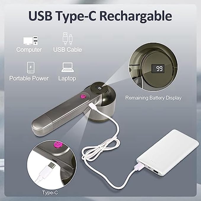 Fabric Shaver Rechargeable Electric Lint Remover Shaver Black Removing Fuzz and Pill From Clothes