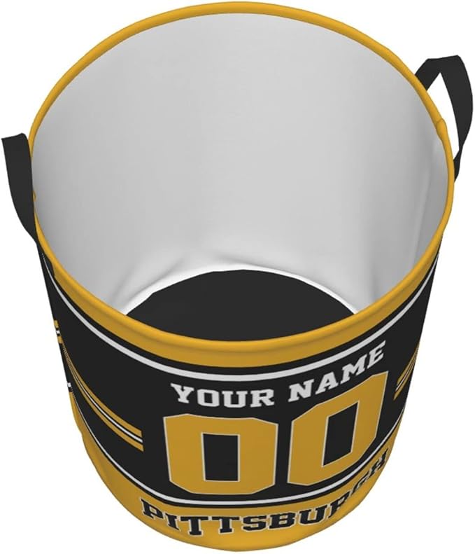 Custom Pittsburgh Laundry Hamper Personalized Laundry Basket Customized Name And Number Collapsible Storage Basket for Bedroom Bathroom Living Room Gifts