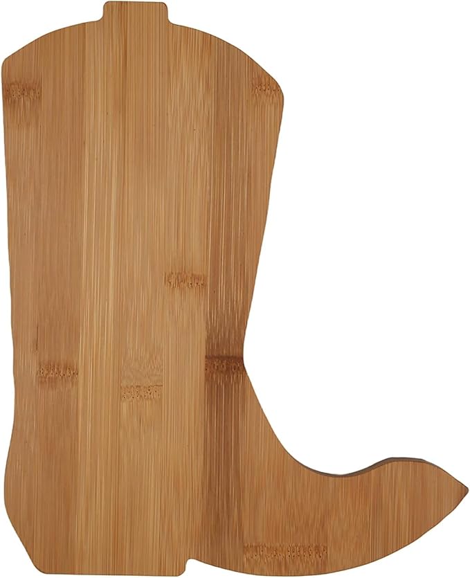 Vastigo Cowboy Boot Bamboo Cutting Board & Charcuterie Serving Board | Western Kitchen Decor Gift | 9" x 11.25" Unique Shaped Cheese Board