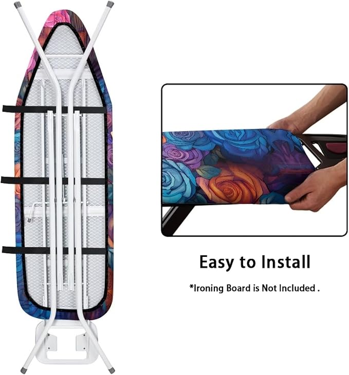 Flashideas Color Roses Ironing Board Cover Universal Stretchy Stain Reisstant Cover for Ironing Board with Adjustable Straps Ironing Board Accessories