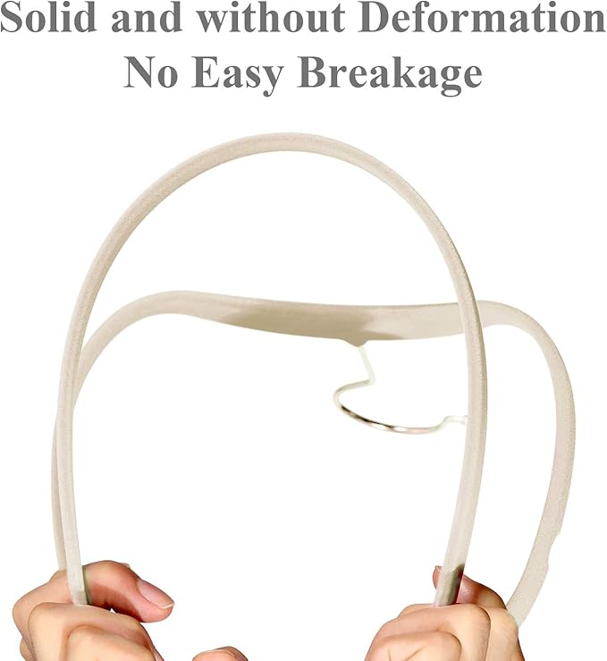 VECELO Premium Velvet Clothes Hangers Suit Heavy Duty (50 Pack)-Non Slip & Space-Saving with 6 Finger Clips & Tie Rack Excellent for Men and Women,Beige