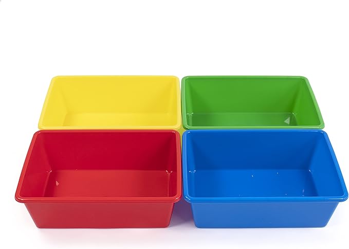 Humble Crew Toy Storage Bins for Kids, Set of 4, Primary Colors - Large, Sturdy, Colorful Plastic Storage Bins for Classroom, Playroom, Nursery and More - Premium Toddlers Toy Organizer