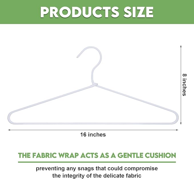 15 Pcs Fabric Wrapped Metal Hangers Covered Wire Hanger Metal Coat Hangers Non Slip for Clothes Closet Clothing Suit Shirt Pant (White)
