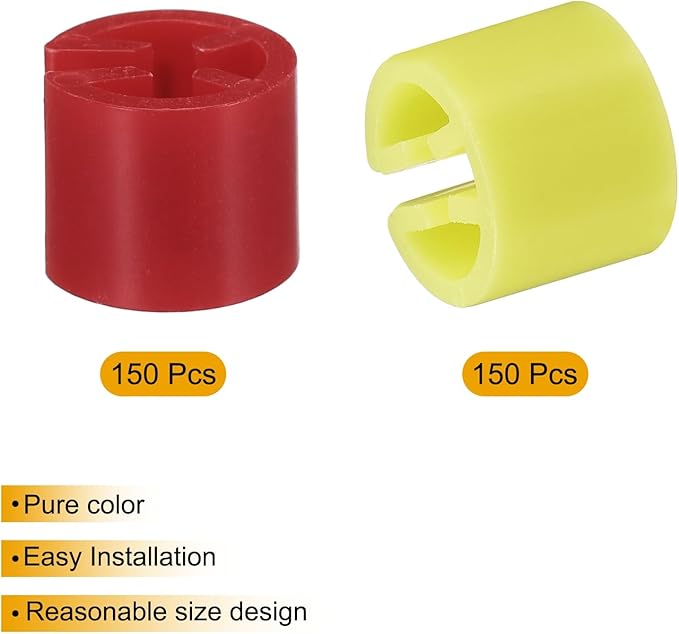 uxcell 300pcs Clothes Hanger Markers Blank Tags, Fit 3.5mm Rod Garment Size Hanger Clips Garment Color Coding Label for Clothing Hangers, Red + Yellow