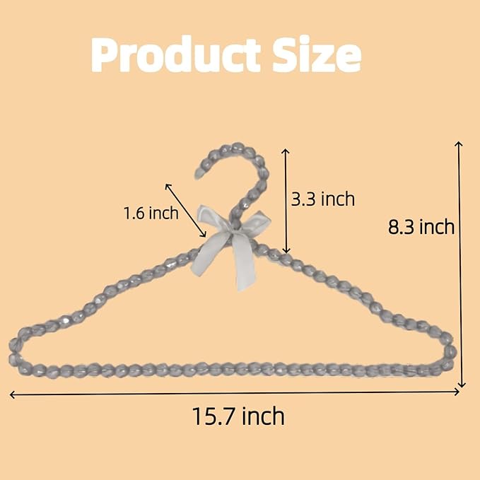 16 inch Pearl Hanger Cute Ribbon Bow Hanger Metal Elegant Clothes Hangers for Wedding Dress Photographing or Decorate Your Closet (5, Gray)