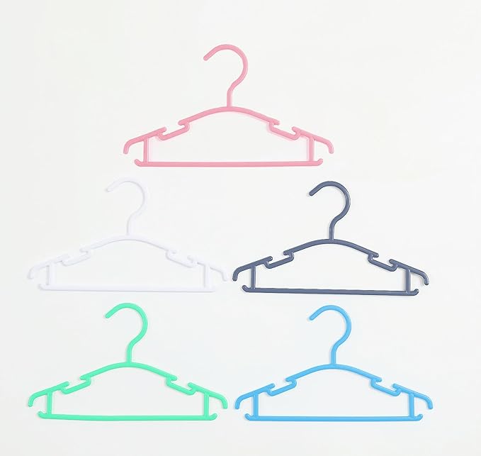 50 Pack White Baby Nursery Closet Hangers, Anti-Slip Laundry Infant Pant Hanger for Newborn Clothes Gift, Ultra-Thin Plastic Hanger for Girl Boy Toddler