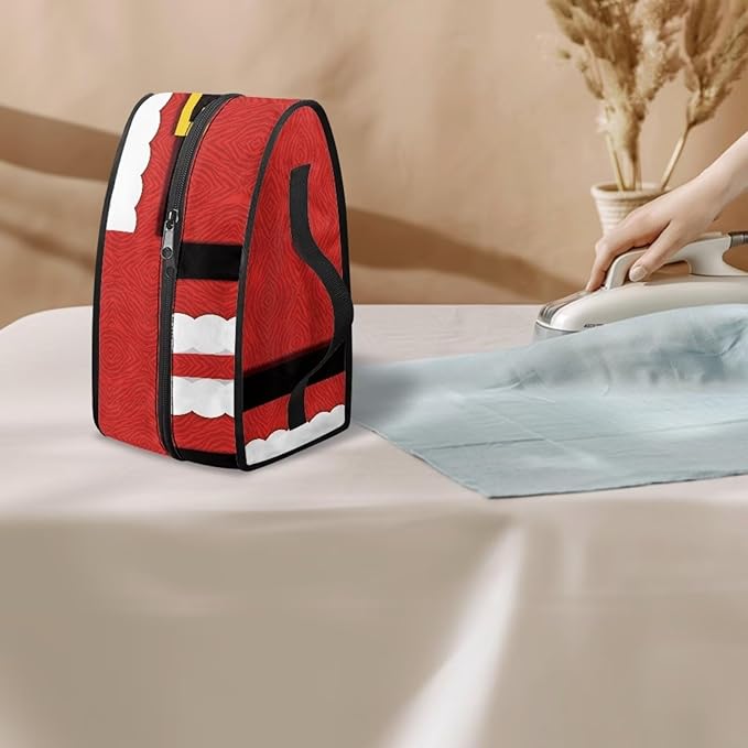 Iron Storage Bag Fits for Home Outdoor Easy to Clean Wear-resistant Iron Storage Case Protective Carrying Bag with Smooth Zipper, Christmas Wind