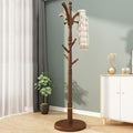 Wooden Tree Coat Rack Stand, 10 Hooks, 3 Adjustable Sizes Free Standing Coat Rack, Hallway/Entryway Coat Hanger Stand for Clothes, Suits, Accessories, Easy Assembly (Color : Walnut, Size : B)