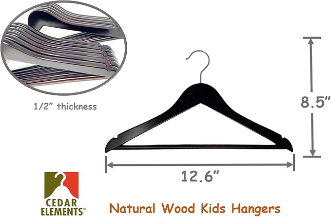 Kids Hangers (Espresso Wood, Children Hangers 4T-10)