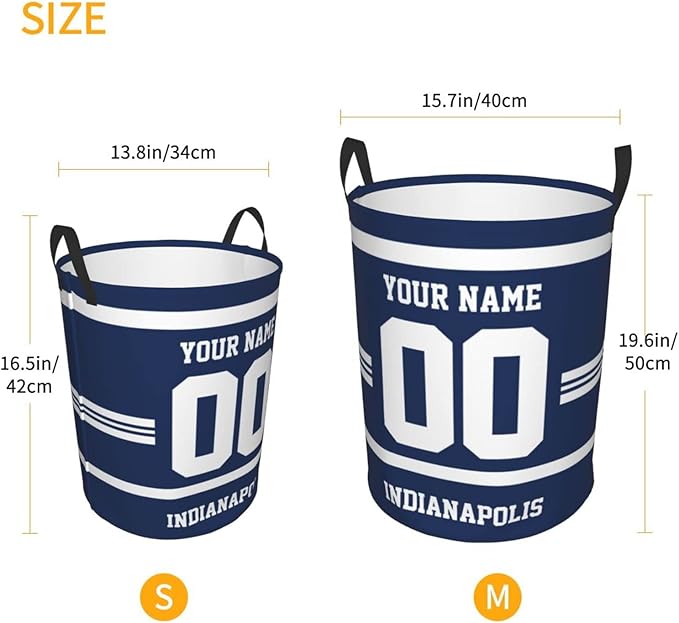 Custom Indianapolis Laundry Hamper Personalized Laundry Basket Customized Name And Number Collapsible Storage Basket for Bedroom Bathroom Living Room Gifts