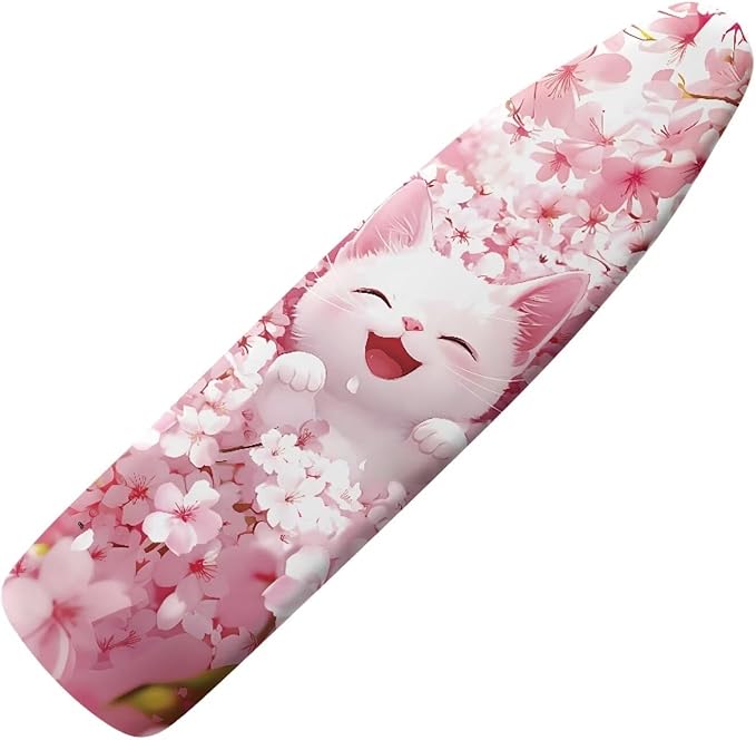 Waterproof Ironing Board Cover Cute Cat Iron Board Cover with Padding 15x54 Inch Standard Size 54x16 inch Pressing Cloth for Ironing (Pink)