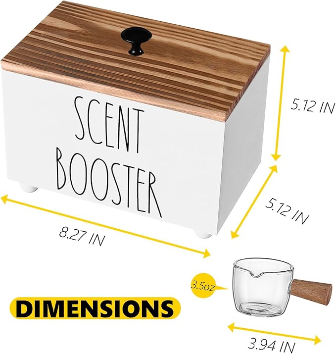 CHONIC Laundry Scent Booster Container, Farmhouse Scent Beads Storage Organization, Rustic Wood Dispenser for Clothing Fragrance Beads, Laundry Room Powder Box, Laundry Detergent Organizer Bin