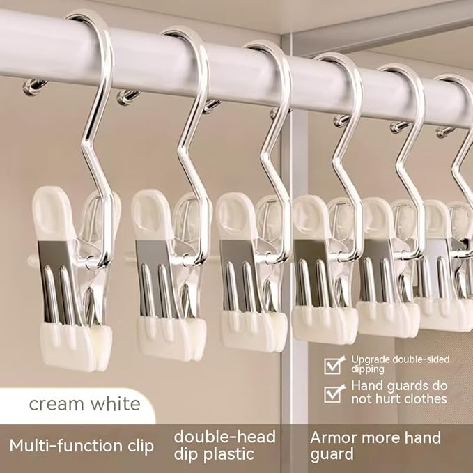 10/30/50Pcs Space-Saving Clothespin, Upgrade Double Head Clamp Dipped Hanger for Closet Hooks Garment Clip Hat Pants Storage Hanging Travel Hook (Blue, 10PCS)