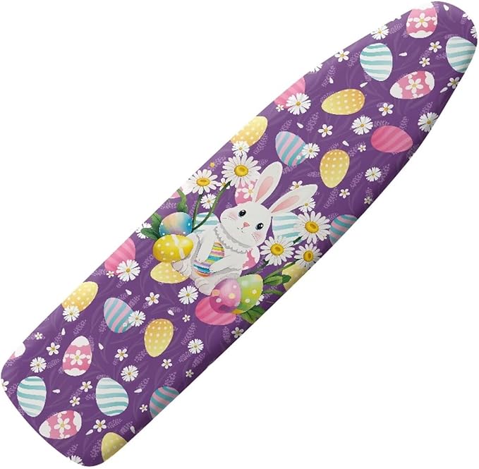 Easter Eggs Rabbit Ironing Board Cover Scorch Resistant Daisy Iron Board Cover and Pad Durable Ironing Accessories with Hook and Loop
