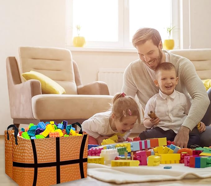 Rectangular Basketballs Baskets Gift Basket Empty Kids Storage Bins Baby Boy Basket Kids Toy Storage Bin Organizer Box Basketball Room Decor for Home(Basketball)