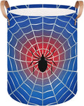 Large Laundry Basket Hamper - Blue Red Spider Web 62L Collapsible Storage Bin for Blankets,Kids Toys, Dirty Clothes, Tall Baby Nursery Hamper for Bathroom, Boys Bedroom Decor,Gift Basket